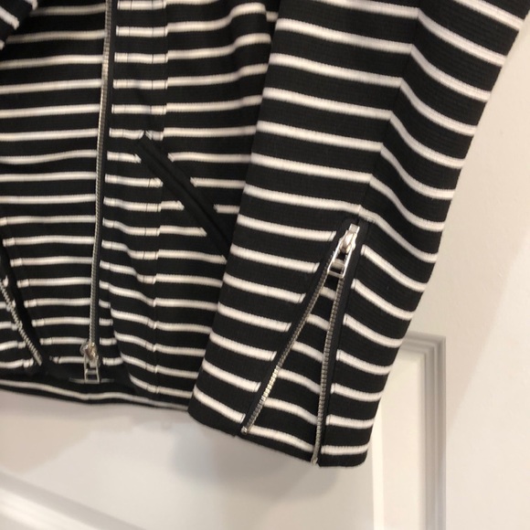 Bagatelle Black & White Striped Moto-Jacket - Picture 5 of 6